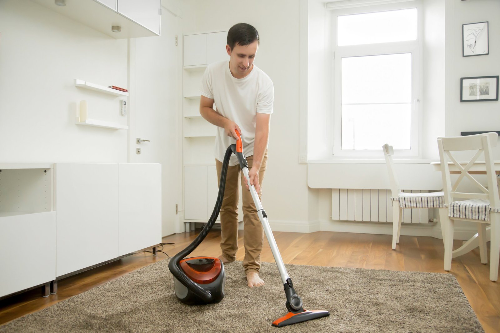 A carpet being cleaned in a home